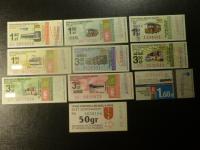 IV.Zestaw 10 biletów Trójmiejskiej Komunikacji z obiegu,różne.