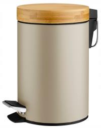 Мусорное ведро для ванной комнаты 3л металл бамбук бежевый