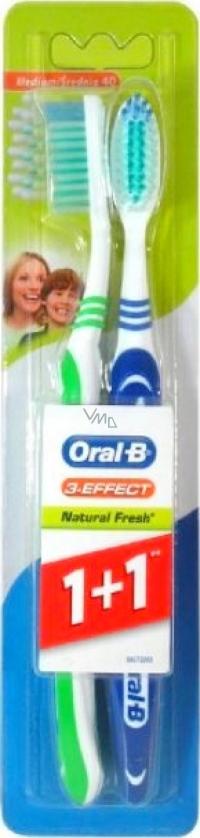 Oral-B 3-Effect Natural Fresh średnia szczoteczka do zębów 1 + 1 sztuka