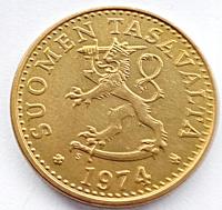 Finlandia 10 Penni 1974 Bardzo piękny (VF)