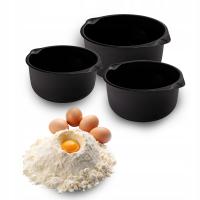 Miski kuchenne komplet 3 szt z wylewką miarki Altom Design czarne 1,5/2/3 L