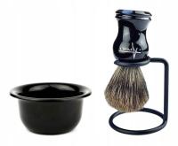 Pędzel do golenia Borsuk Naturalne włosie Stojak Tygiel na mydło Zestaw