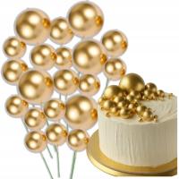Топпер топпер торт украшение торт золотые шары на пике 20шт