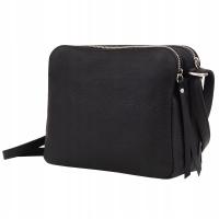 VERA PELLE CZARNA TOREBKA SKÓRA NATURALNA WŁOSKA LISTONOSZKA 3 KOMORY