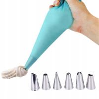 RĘKAW CUKIERNICZY silikonowy profesjonalny dekorator tortów 6 KOŃCÓWEK