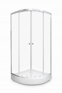 Kabina prysznicowa półokrągła + BRODZIK CHROM POŁYSK 90X 90 HARTOWANE SZKŁO