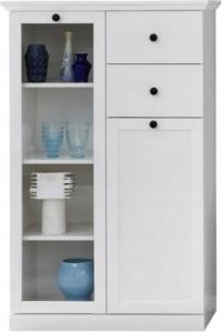 Witryna Komoda Szklana do Salonu Jadalni z Szufladami - Brandson Biała