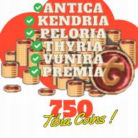 750 Tibia Coins 750 Tc ANTICA KENDRIA PELORIA THYRIA VUNIRA PREMIA ekspress