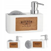 DOZOWNIK KUCHENNY na płyn do naczyń BIAŁY do kuchni z GĄBKĄ z pojemnikiem