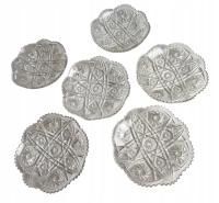 ZABYTKOWE STARE DEKORACYJNE TALERZYKI 6 SZT SZKŁO PRASOWANE LATA 40 TE.