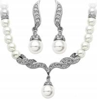 Posrebrzany komplet biżuterii eleganckie perły kolia modny zestaw dla niej