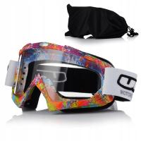 GOGLE MOTOCYKLOWE UNIT GRAFIKA JASNA SZYBA NA MOTOR CROSS QUAD ATV