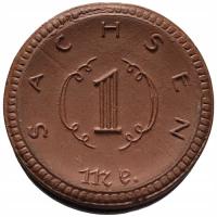 80082. Германия, Sachsen, 1 марка, 1921г., бронзовый фарфор (2.94 г / 25 мм)