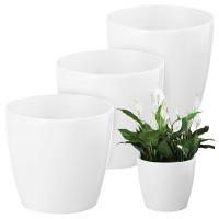 3X цветочный горшок горшок чаша клумба коробка оболочка белый блеск 16 x 18 см