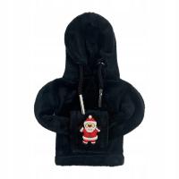 Christmas Auto Gear Shifter Knob Cover Anti Slip Hoodie Black Santa Waving