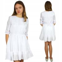 Платье белое Причастие кружево с воланом 164