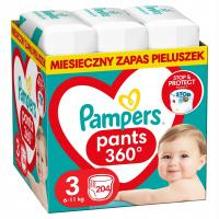 Pampers Pants Pieluchomajtki, rozmiar 3, 204 sztuk, 6kg-11kg Monthly Box