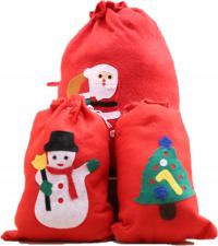 DUŻY WOREK NA PREZENTY ŚWIĘTY MIKOŁAJ FILCOWY CZERWONY XXL 50X70 MIX WZORÓW