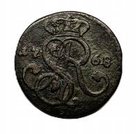 Grosz z 1768 r. panowania króla Polski Stanisława Augusta Poniatowskiego.