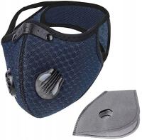 Maska Sportowa Antysmogowa Niebieska Filtry