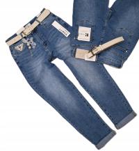 MS22 MODNE Jeansy M.SARA Mom Fit Boyfriend Z PASKIEM / 34