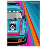 Plakat Porsche 934 RSR Vaillant 50x70cm obraz do warsztatu dla chłopaka