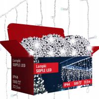LAMPKI SOPLE ZEWNĘTRZNE 500 LED 22,5 m BIAŁE ZIMNE GIRLANDA EFEKT FLASH