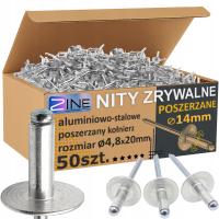 Nity Zrywalne z Dużym Łbem Poszerzany Kołnierz fi14mm 4.8x20mm 50sztuk ZINE