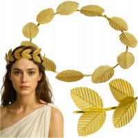 MATERIAŁOWA OPASKA WIENIEC LAUROWY ZŁOTE LIŚCIE CEZAR STAROŻYTNOŚĆ KARNAWAŁ