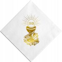 Салфетки для причастия белый злотый принт чаша Хостия IHS Святое Причастие
