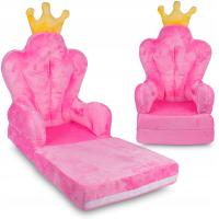 PLUSZOWY FOTEL DLA DZIEWCZYNKI ROZKŁADANY FOTELIK KRZESEŁKO PUFA TRON