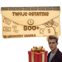 PREZENT 18 URODZINY PUDEŁKO KOPERTA NA PIENIĄDZE TWOJE OSTATNIE 800+ 500+