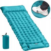 TURYSTYCZNA MATA INFLACYJNA PODKŁADKA DO SPANIA TURYSTYCZNA KEMPINGOWA ergonomiczna jasnoniebieska