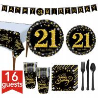 21st Birthday Party Supplies Tableware Set Plates Cups Napkins Banner Table