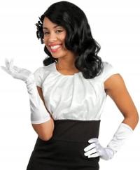 białe gładkie satynowe rękawiczki 35 cm