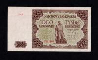 BANKNOT 1000 ZŁOTYCH 1947 Prefix G P#133, CM#133a-b St. 3++