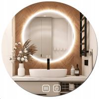LUSTRO LED ŁAZIENKOWE 80 CM OKRĄGŁE PODŚWIETLANE ANTI FOG 3 BARWY DOTYKOWE