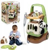 SMOBY ZESTAW WÓZEK WETERYNARZA Z PLUSZOWĄ PANDĄ + 10 AKCESORIÓW 3+