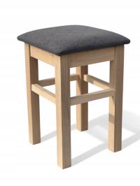 ТАБУРЕТ КУХНИ БУКА ЕСТЕСТВЕННЫЙ ОБИВКА СЕРЫЙ КАРО МЯГКИЙ КОРЕНАСТЫЙ