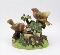 Музыкальная шкатулка бисквитная, птицы на ветке-Робин 1083