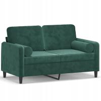 Sofa aksamitna 2-osobowa ciemnozielona 138x77x80cm
