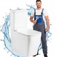 KOMPAKT WC STOJĄCY PIONOWY BEZRANTOWY BIAŁY WYPINANA DESKA WOLNOOPADAJĄCA