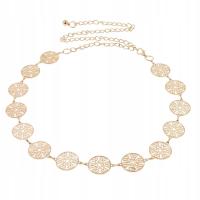 Damski regulowany metalowy pasek w talii w złotym odcieniu