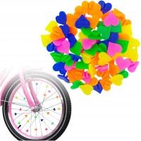 KOLOROWE KORALIKI NA SZPRYCHY ROWEROWE AKCESORIA DEKORACYJNE SERCA 36SZT