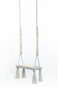 Huśtawka dla dzieci wisząca na linach , tkanina- plusz ,baranek- beżowy