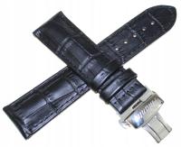 Черный кожаный ремешок для часов ATLANTIC 22 мм