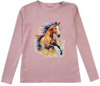 Блузка туника хлопок розовый окрашенная лошадь 140 H205n