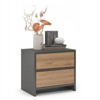 Szafka Nocna Dwie Szuflady Tip On Kolor Grafitowy Drewniany Stolik Nocny