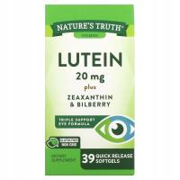 Nature's Truth, Luteina plus Zeaksantyna & Borówka, 20 mg, 39 Szybko Uwalni