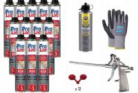 x12 PIANA PUR Pianka Natryskowa + Pistolet Metalowy + Czyścik + Rękawice